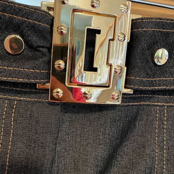 Cache Contour Collection Women’s Gold Buckle Gold Accents Pencil Skirt Size 10 - Picture 11 of 16